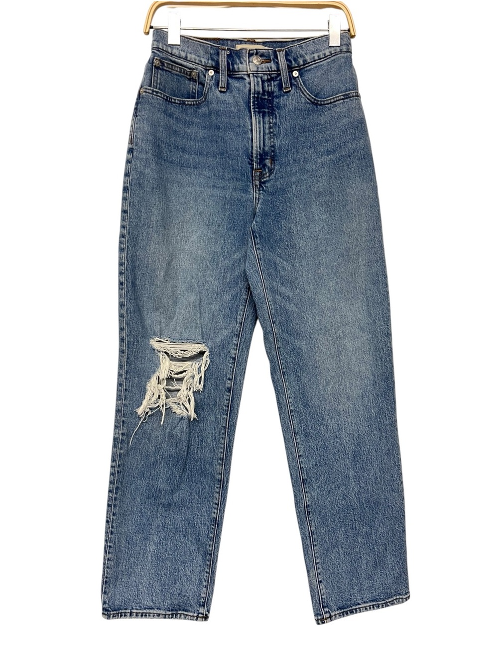 Madewell The Perfect Vintage High-Rise Distressed Straight-Leg Jeans 28